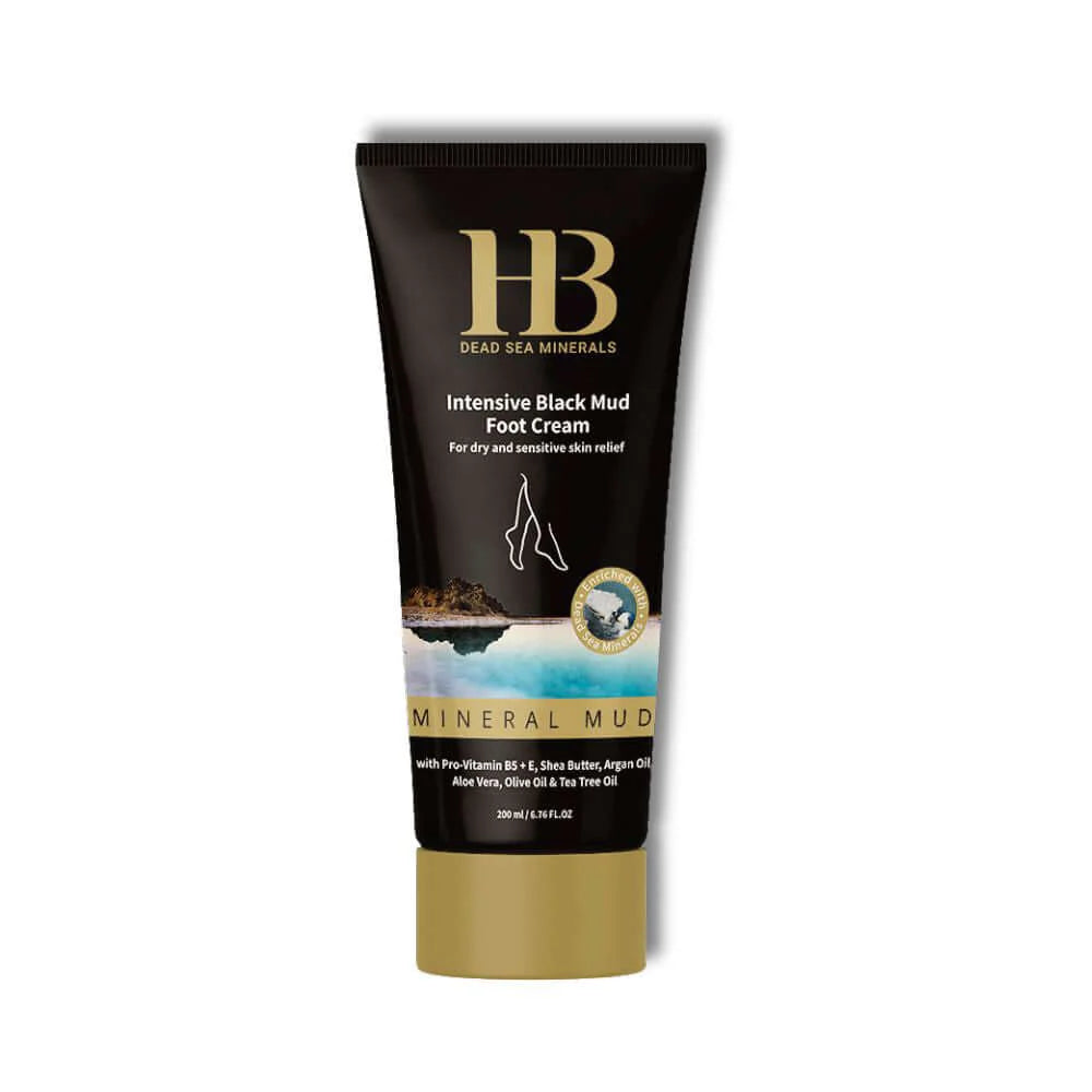 H&B Intensive Black Mud Foot Cream with Dead Sea Minerals – 200 ml moisturizing treatment for dry, cracked feet