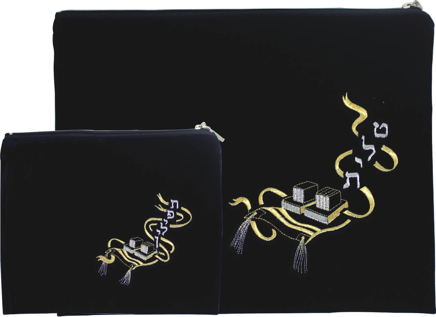 Blue Velvet with golden embroidery Tefillin and Tallit Prayer Shawl Bag