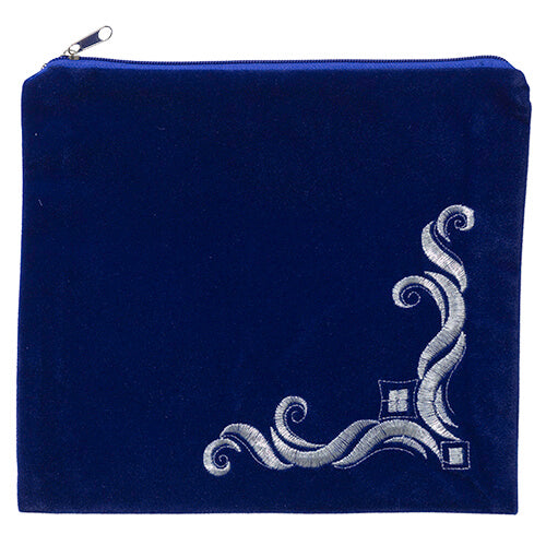 Blue Velvet Tallit Prayer Shawl Bag – 24 x 25 cm