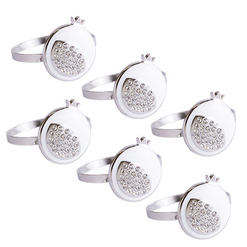 Set of 6 nickel-plated pomegranate napkin holders for Shabbat and Jewish holidays
